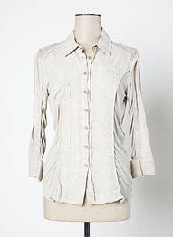 Chemisier poches poitrine manches 3/4 beige O.K.S femme