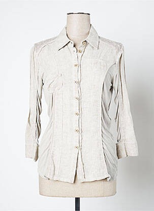Chemisier poches poitrine manches 3/4 beige O.K.S femme