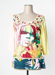 T-shirt stretch manches 3/4 jaune SAVAGE CULTURE femme