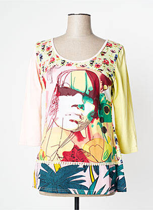 T-shirt stretch manches 3/4 jaune SAVAGE CULTURE femme