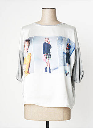 T-shirt manches mi-longues manches courtes gris NINATI femme