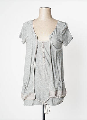 Top stretch manches courtes gris YERSE femme
