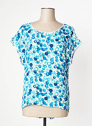 Blouse légère et transparente manches courtes bleu RIVIERES DE LUNE femme