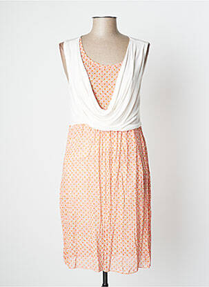Robe mi-longue imprimé fantaisie sans manche orange EVA WEEK-END femme