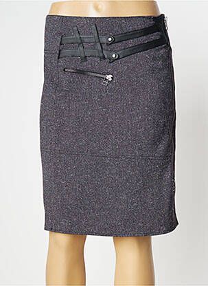 Jupe mi-longue fermeture zip latéral gris O.K.S femme