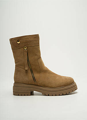 Bottines/boots fermeture zippée talon bas beige REQINS homme