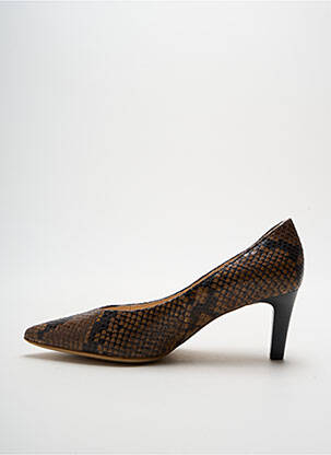 Escarpins tissage satiné talon de 4 à 6cm marron HOGL femme