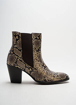 Bottines/boots matière lisse talon de 7 à 9cm beige REQINS femme