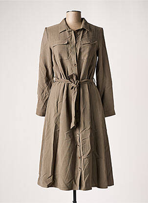 Robe mi-longue coupe évasée manches longues vert LE PETIT BAIGNEUR femme