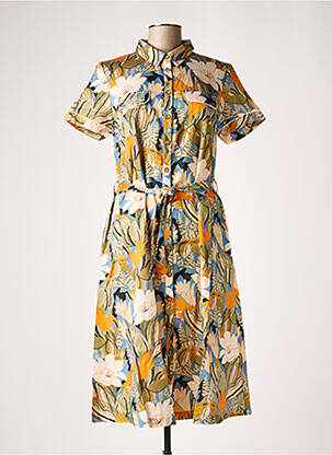 Robe mi-longue imprimé fleurs manches courtes vert LE PETIT BAIGNEUR femme