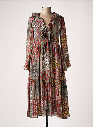 Robe longue manches longues manches longues marron SALSA femme