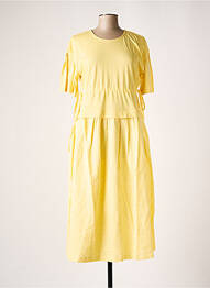 Robe mi-longue tissage crêpe manches courtes jaune SALSA femme