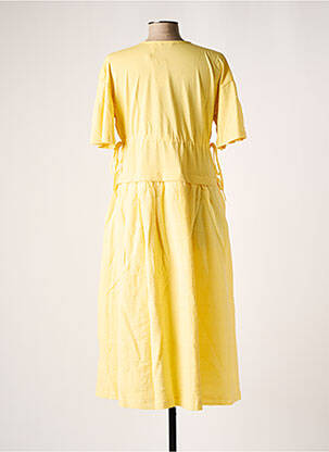 Robe mi-longue tissage crêpe manches courtes jaune SALSA femme