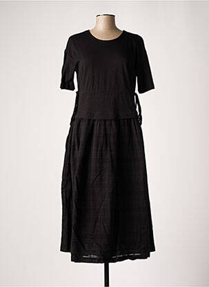Robe mi-longue tissage crêpe manches courtes noir SALSA femme
