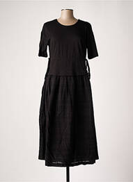 Robe mi-longue tissage crêpe manches courtes noir SALSA femme