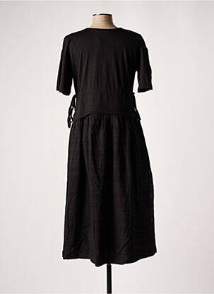 Robe mi-longue tissage crêpe manches courtes noir SALSA femme