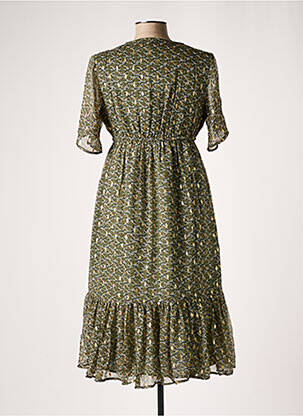 Robe mi-longue coupe fluide manches courtes vert LE PETIT BAIGNEUR femme