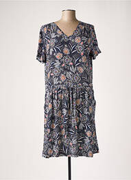 Robe mi-longue imprimé fleurs manches courtes bleu LE PETIT BAIGNEUR femme