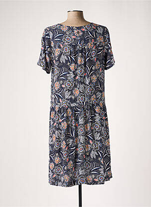Robe mi-longue imprimé fleurs manches courtes bleu LE PETIT BAIGNEUR femme
