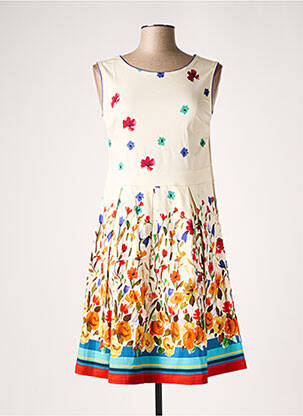 Robe mi-longue imprimé fleurs sans manche beige LE PETIT BAIGNEUR femme