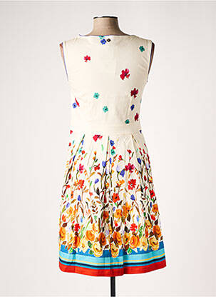 Robe mi-longue imprimé fleurs sans manche beige LE PETIT BAIGNEUR femme
