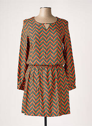 Robe mi-longue manches longues manches longues orange LE PETIT BAIGNEUR femme