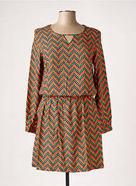 Robe mi-longue manches longues manches longues orange LE PETIT BAIGNEUR femme