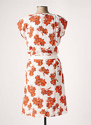 Robe mi-longue imprimé fleurs manches courtes orange LE PETIT BAIGNEUR femme