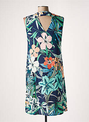 Robe mi-longue imprimé fleurs sans manche bleu LE PETIT BAIGNEUR femme