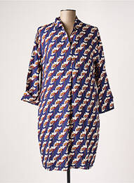 Robe mi-longue imprimé fleurs manches longues bleu LE PETIT BAIGNEUR femme