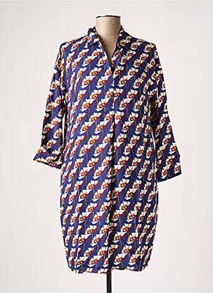 Robe mi-longue imprimé fleurs manches longues bleu LE PETIT BAIGNEUR femme