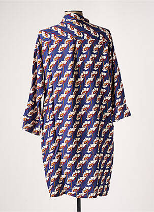 Robe mi-longue imprimé fleurs manches longues bleu LE PETIT BAIGNEUR femme