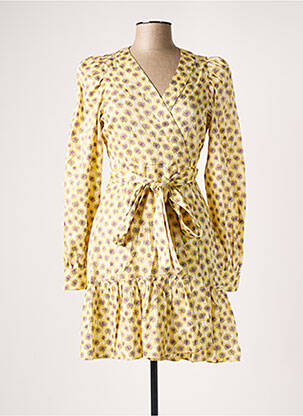 Robe mi-longue imprimé fleurs manches longues jaune SALSA femme