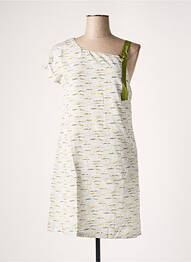 Robe mi-longue imprimé fantaisie manches courtes vert SEE U SOON femme