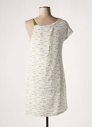 Robe mi-longue imprimé fantaisie manches courtes vert SEE U SOON femme