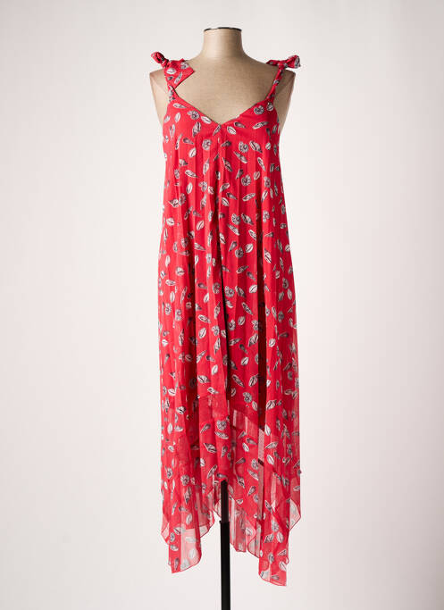 Robe longue imprimé fantaisie fines bretelles rose SALSA femme