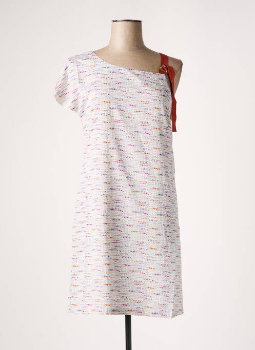Robe mi-longue coupe évasée manches courtes orange SEE U SOON femme