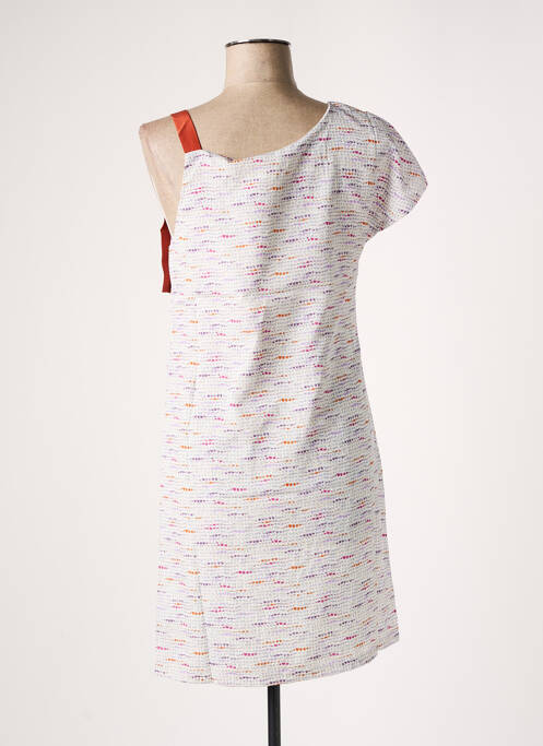 Robe mi-longue coupe évasée manches courtes orange SEE U SOON femme