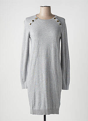 Robe pull tissage chiné manches longues gris CAMAIEU femme