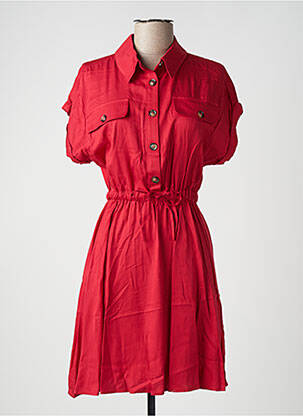 Robe mi-longue manches courtes manches courtes rouge CAMAIEU femme
