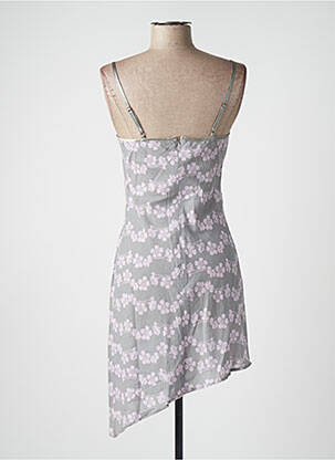 Robe mi-longue imprimé fleurs fines bretelles gris KOOKAI femme
