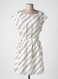 Robe mi-longue imprimé fantaisie manches courtes blanc CAMAIEU femme