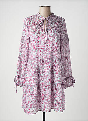 Robe courte coupe évasée manches longues rose SALSA femme