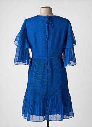 Robe mi-longue tissage crêpe manches courtes bleu SALSA femme