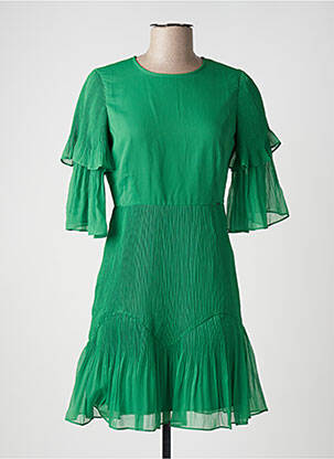 Robe mi-longue tissage crêpe manches courtes vert SALSA femme