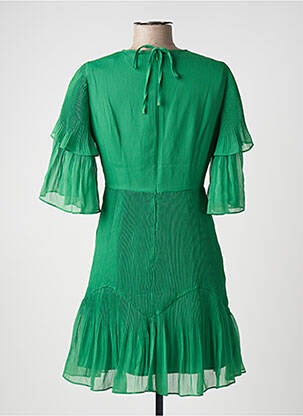 Robe mi-longue tissage crêpe manches courtes vert SALSA femme