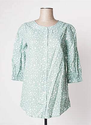 Tunique manches longues fermeture boutonnée sur le devant vert BLANCHEPORTE femme