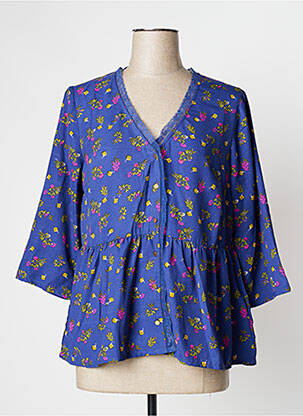 Chemisier imprimé fleurs manches 3/4 violet BLANCHEPORTE femme