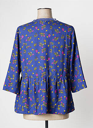 Chemisier imprimé fleurs manches 3/4 violet BLANCHEPORTE femme
