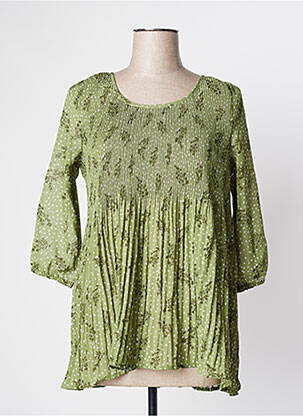 Tunique manches longues légère et transparente vert BLANCHEPORTE femme